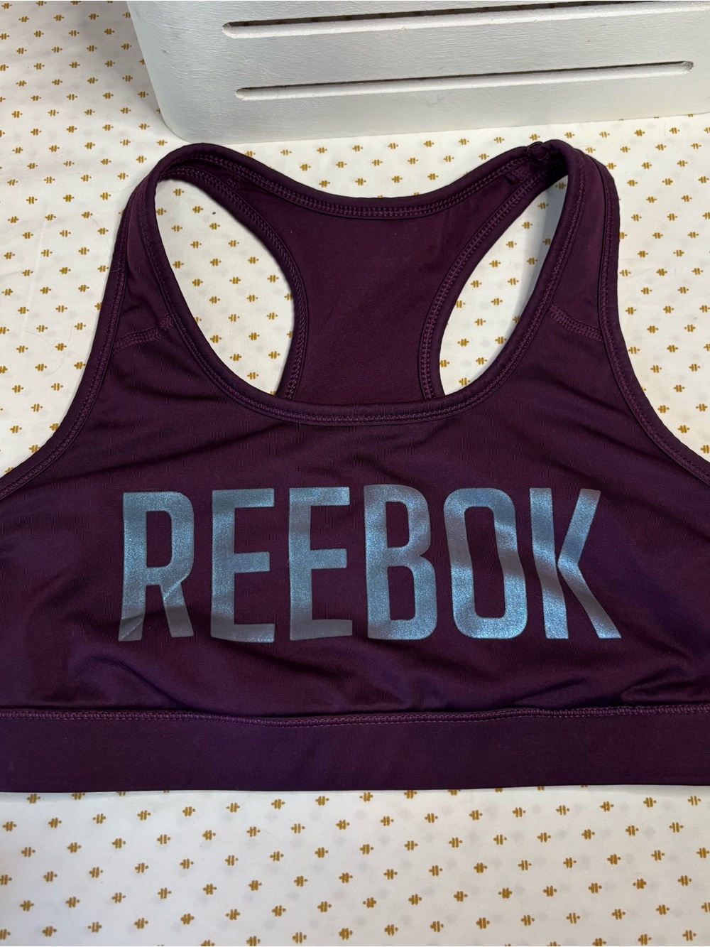 Reebok Plum Racerback Sports Bra with Metallic Logo Small